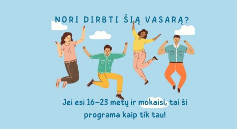 Kviečiame registruotis į Jaunimo vasaros užimtumo ir integracijos į darbo rinką programą